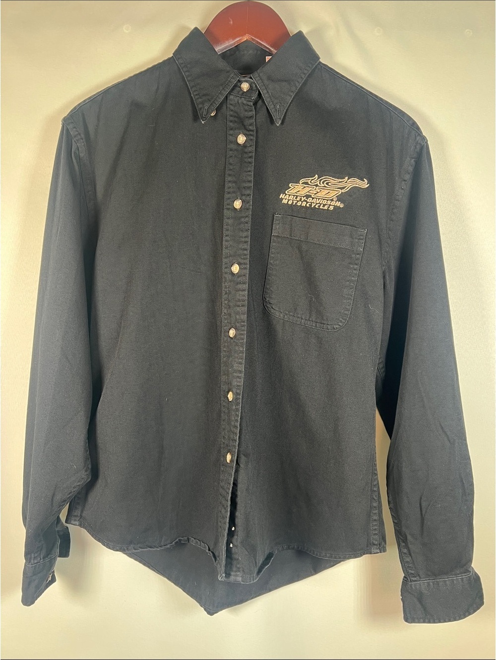 Harley-Davidson Black Long-Sleeve Button-Down Shirt Women's Medium Barrie